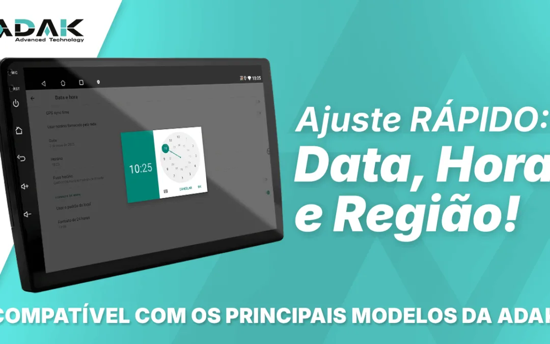 Configuração da data, hora e região